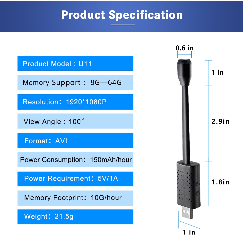 1080P Micro Cam Video Camera Hidden Mini USB Camera 